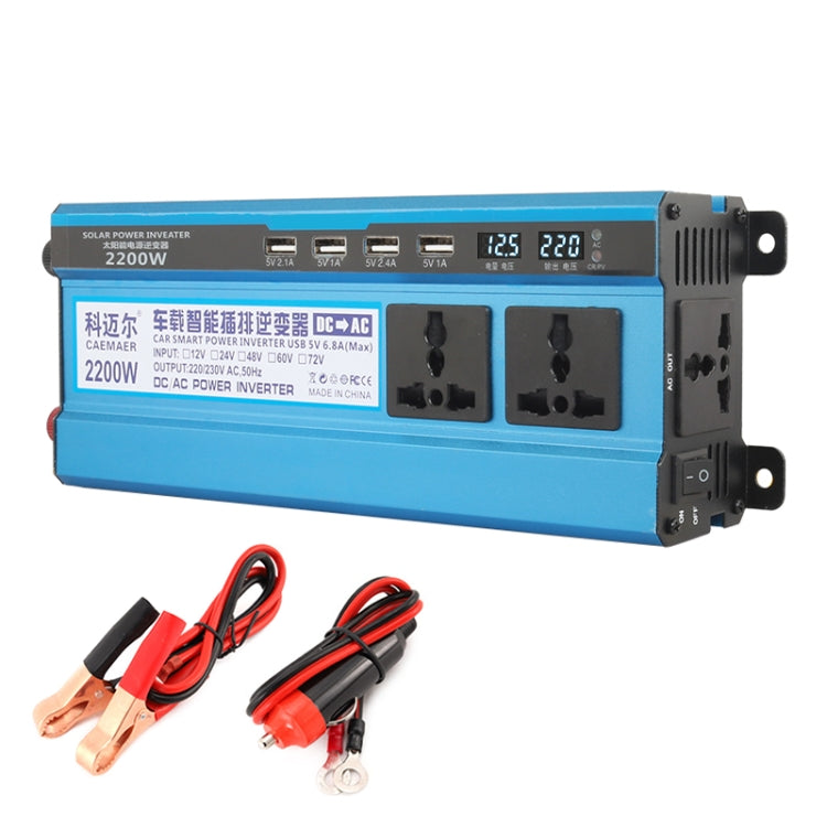 Carmaer 24V to 220V 2200W Three Socket Car Double Digital Display Inverter Household Power Converter, 24V to 220V 2200W