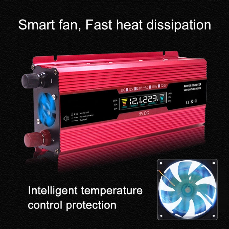 Carmaer US Plug 12V to 110V 500W Car LCD Display Inverter Household Power Converter, US Plug 12V to 110V 500W