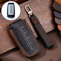 Hallmo Car Cowhide Leather Key Protective Cover Key Case for Hyundai Rohens Genesis 8-button, For Rohens Genesis