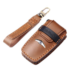 Hallmo Car Cowhide Leather Key Protective Cover Key Case for Hyundai Rohens Genesis 8-button, For Rohens Genesis