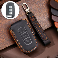 Hallmo Car Cowhide Leather Key Protective Cover Key Case for KIA K2 / K3 / K5 3-button, For KIA K2 / K3 / K5 3-button
