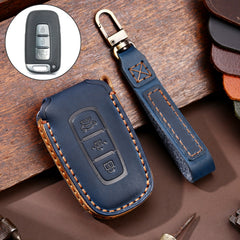 Hallmo Car Cowhide Leather Key Protective Cover Key Case for KIA K2 / K3 / K5 3-button, For KIA K2 / K3 / K5 3-button