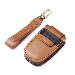 Hallmo Car Cowhide Leather Key Protective Cover Key Case for KIA K2 / K3 / K5 3-button, For KIA K2 / K3 / K5 3-button