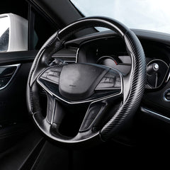 Car Universal Carbon Fiber Texture Leather Steering Wheel Cover