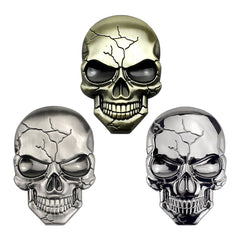 Three-dimensional Devil Skull Metal Car Sticker, Titanium Color, Bronze, Silver Grey