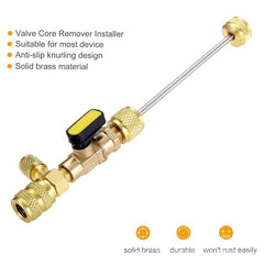 R410A R22 Spool Remover Installation Tool with Dual Size SAE 1/4 and 5/16 Ports, R410A