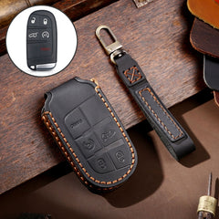 Hallmo Car Genuine Leather Key Protective Cover for Jeep Compass 5-button, For Jeep Compass 5-button (Black), For Jeep Compass 5-button (Blue), For Jeep Compass 5-button (Brown)