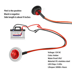 10 PCS MK-118 3/4 inch Metal Frame Car / Truck 3LEDs Side Marker Indicator Lights Bulb Lamp, MK-118(Red Light), MK-118(White Light), MK-118 (Yellow Light), MK-118(Blue Light), MK-118(Green Light)