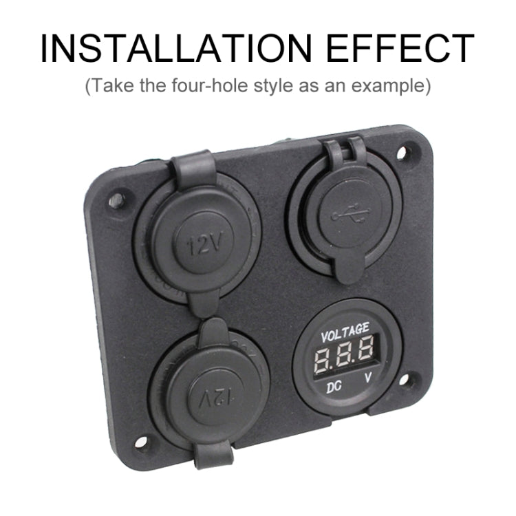 5 PCS 4-Hole Car Modified USB Charging Voltmeter Cigarette Lighter Panel, 4-Hole