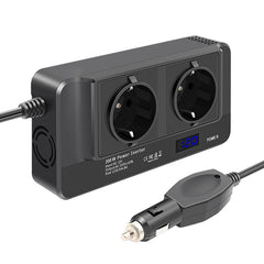 DC12V 200W AC220V Car Smart Multi-functional Digital Display Inverter, EU Plug, EU Plug