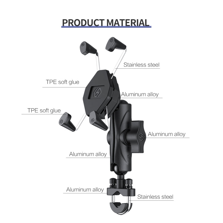 ZH-1558A1 Motorcycle Handlebar X-shape Aluminum Alloy Phone Holder, ZH-1558A1