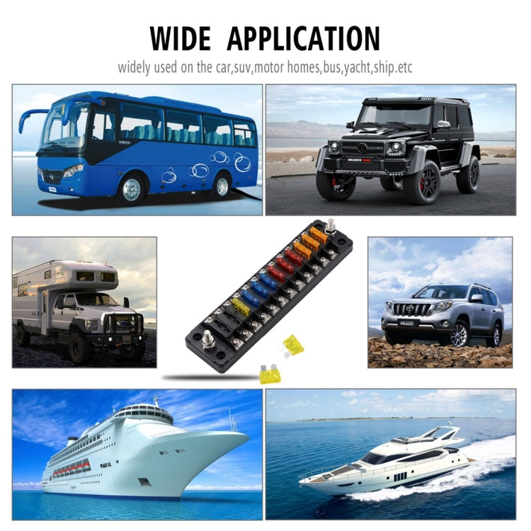 ZH-978A2 FB1902 1 In 12 Out 12 Ways Independent Positive Negative Fuse Box with 24 Fuses for Auto Car Truck Boat, ZH-978A2