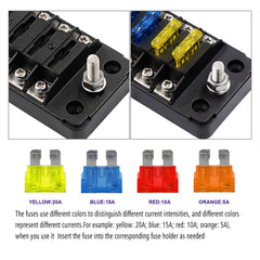 ZH-979A1 FB1903 1 In 1 Out 6 Ways No Distinction Positive Negative Fuse Box with 12 Fuses for Auto Car Truck Boat, ZH-979A1