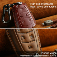 For Cadillac Car Cowhide Leather Key Protective Cover Key Case, Five Keys Version, For Cadillac, Five Keys Version, For Cadillac