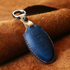 For Nissan Car Cowhide Leather Key Protective Cover Key Case, Three Keys Horizontal Line Version, For Nissan, Three Keys Horizontal Line Version