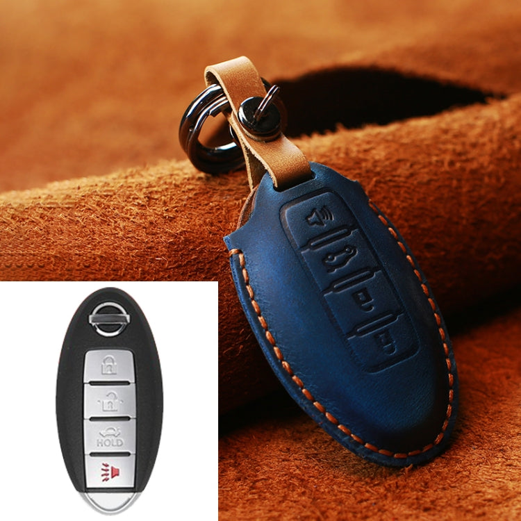 For Nissan Car Cowhide Leather Key Protective Cover Key Case, Four Keys Version, For Nissan, Four Keys Version