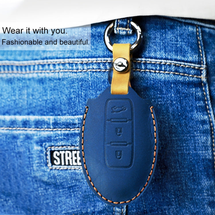 For Nissan Car Cowhide Leather Key Protective Cover Key Case, Four Keys Version, For Nissan, Four Keys Version