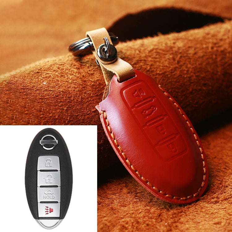 For Nissan Car Cowhide Leather Key Protective Cover Key Case, Four Keys Version, For Nissan, Four Keys Version