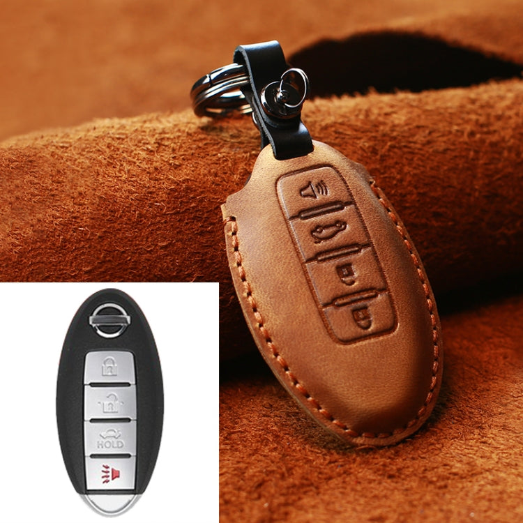 For Nissan Car Cowhide Leather Key Protective Cover Key Case, Four Keys Version, For Nissan, Four Keys Version