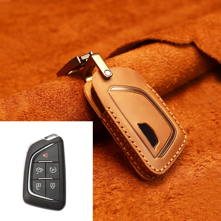 For Cadillac New Style Car Cowhide Leather Key Protective Cover Key Case, For Cadillac