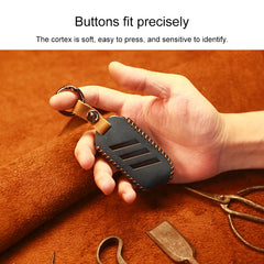 For Kia Car Cowhide Leather Key Protective Cover Key Case, Round Version, For Kia, Round Version