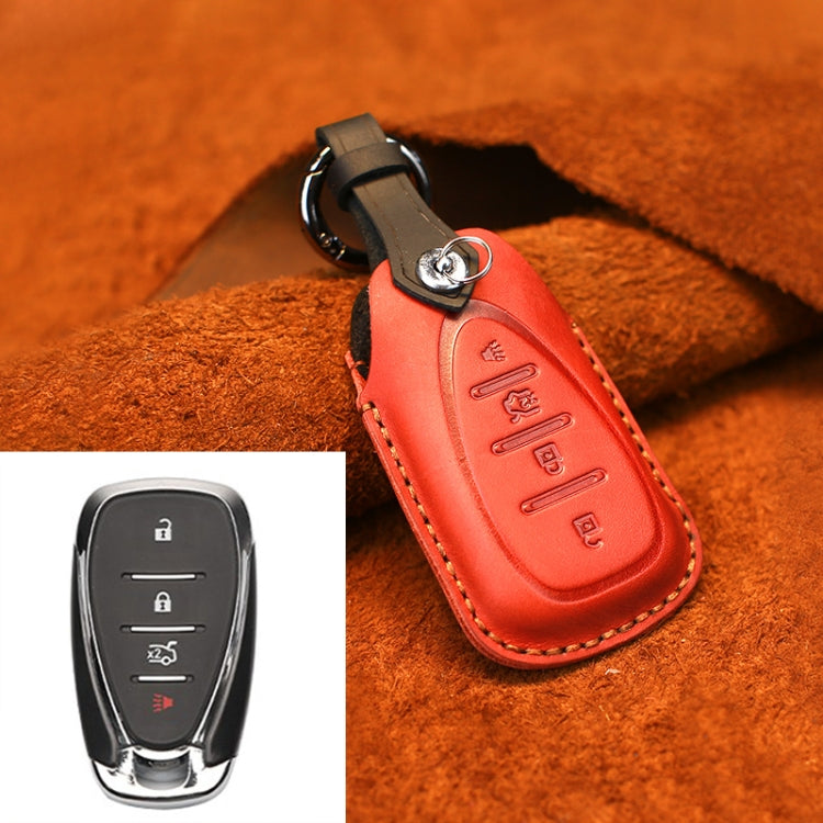 For Chevrolet Car Cowhide Leather Key Protective Cover Key Case, Four Keys Version, For Chevrolet, Four Keys Version
