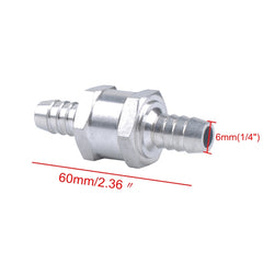 Car 6mm Aluminium Alloy Fuel Petrol One Way Non Return Check Valve, 6mm Silver