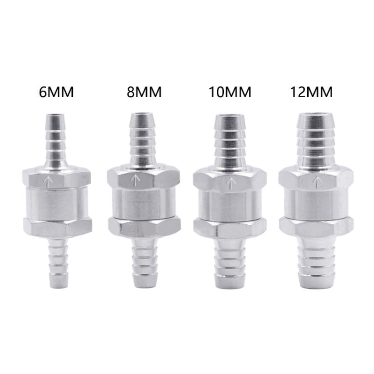 Car 12mm Aluminium Alloy Fuel Petrol One Way Non Return Check Valve, 12mm Silver