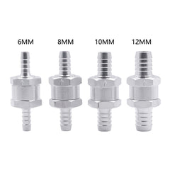 Car 12mm Aluminium Alloy Fuel Petrol One Way Non Return Check Valve, 12mm Silver