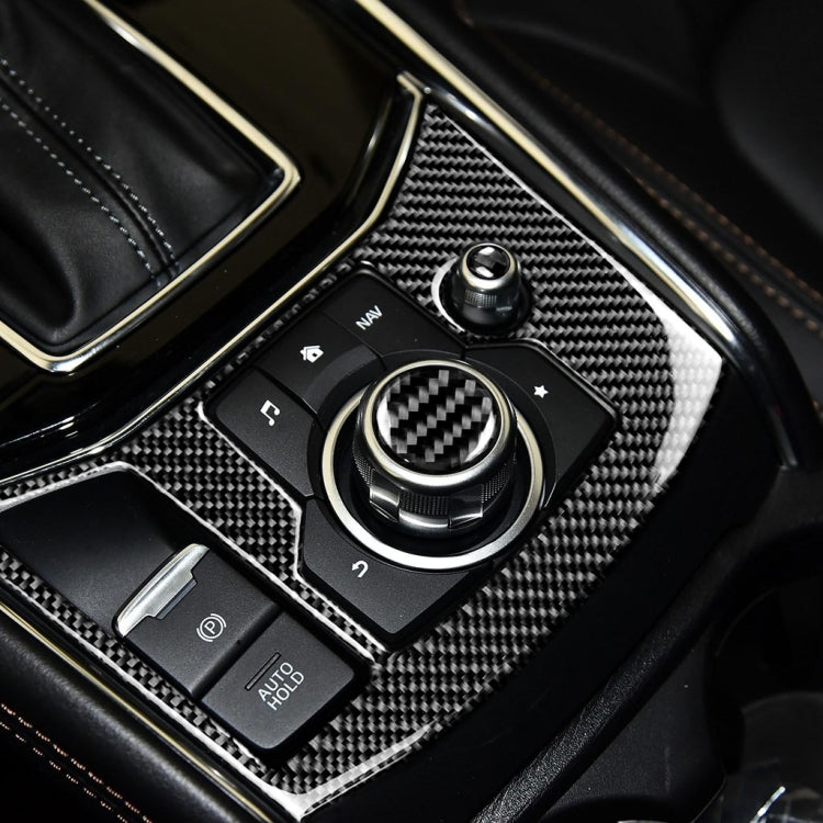 One Set Car Carbon Fiber Central Control Multimedia Knob Decorative Sticker for Mazda 3 / 6 / CX-9 / CX-5, Left and Right Drive Universal, Central Control Multimedia Knob