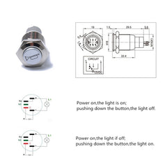 Momentary Reset Switch Push Button 16mm 12V for Car Motorcycle Horn Speaker, Horn Speaker