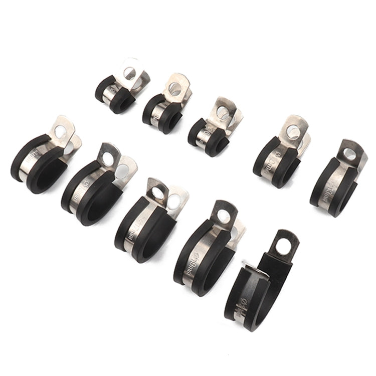 10 PCS Car Rubber Cushion Pipe Clamps Stainless Steel Clamps, Size: 3/8 inch (10mm), Size: 3/8 inch (10mm)