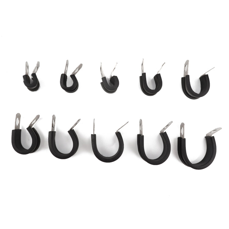 10 PCS Car Rubber Cushion Pipe Clamps Stainless Steel Clamps, Size: 3/8 inch (10mm), Size: 3/8 inch (10mm)