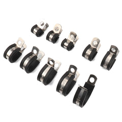 10 PCS Car Rubber Cushion Pipe Clamps Stainless Steel Clamps, Size: 3/8 inch (10mm), Size: 3/8 inch (10mm)