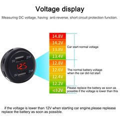 Universal Car Dual Port USB Charger Power Outlet Adapter 4.2A 5V IP66 with LED Digital Voltmeter + 60cm Cable, 4.2A Voltmeter + 60cm Cable(Red Light), 4.2A Voltmeter + 60cm Cable(Green Light)