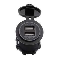 Universal Car Dual USB Charger Power Outlet Adapter 4.2A 5V IP66 with Aperture + 60cm Cable, 4.2A + 60cm Cable(Blue Light), 4.2A + 60cm Cable(Orange Light), 4.2A + 60cm Cable(Red Light)