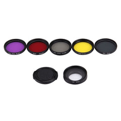 JUNESTAR 7 in 1 Proffesional 37mm Lens Filter(CPL + UV + ND4 + Red + Yellow + FLD / Purple) & Lens Protective Cap for GoPro HERO4 / 3+ / 3 Sport Action Camera, 7 in 1