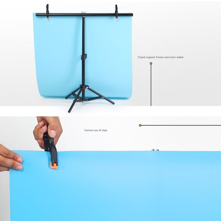 70x200cm T-Shape Photo Studio Background Support Stand Backdrop Crossbar Bracket Kit with 70x140cm Black / White PVC Backdrops, 70x200cm with Backdrops
