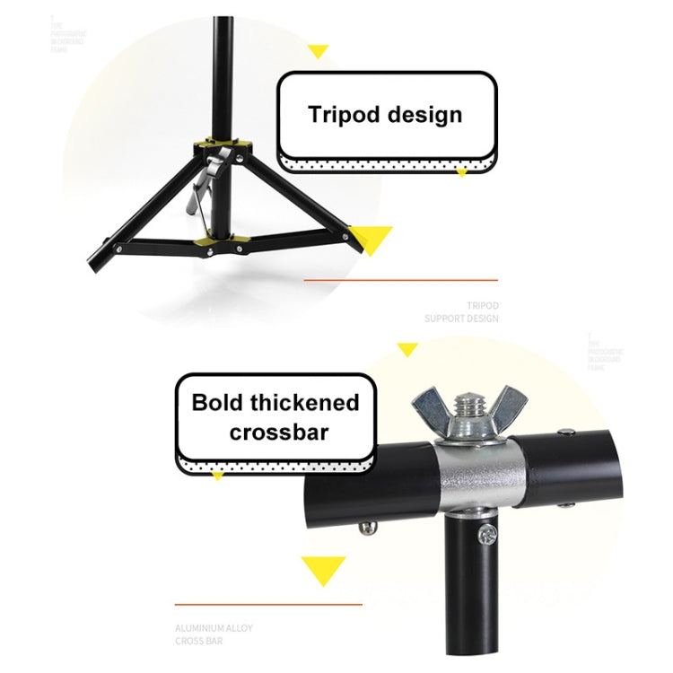 70x200cm T-Shape Photo Studio Background Support Stand Backdrop Crossbar Bracket Kit with 70x140cm Black / White PVC Backdrops, 70x200cm with Backdrops