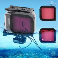45m Waterproof Housing Protective Case + Touch Screen Back Cover for GoPro NEW HERO /HERO6 /5, with Buckle Basic Mount & Screw & (Purple, Red, Pink) Filters, No Need to Remove Lens, Touch Screen + Filters (Transparent)