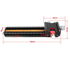 FITTEST 180mm Precision Aluminium 2-way Macro Rail Slider Tripod Head Quick Release Plate Holder, MR-180