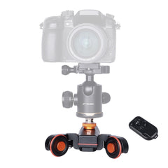 YELANGU L4X Camera Wheel Dolly II Electric Track Slider 3-Wheel Video Pulley Rolling Dolly Car with Remote Control for DSLR / Home DV Cameras, GoPro, Smartphones, Load: 3kg, L4X Dolly Car Black