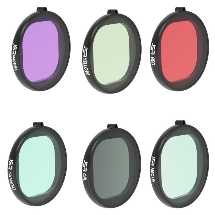 JSR Round Housing Diving 6 in 1 UV + CPL + 16X Macro + Red + Yellow + Purple Lens Filter for GoPro HERO8 Black, 6 in 1 Lens
