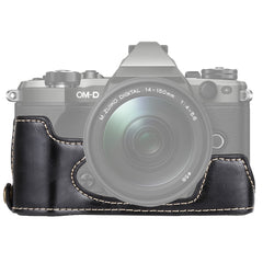 1/4 inch Thread PU Leather Camera Half Case Base for Olympus EM5 / EM5 Mark II, For Olympus EM5