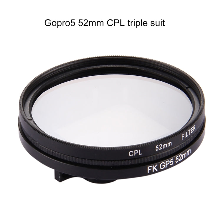 52mm 3 in 1 Round Circle CPL Lens Filter with Cap for GoPro HERO7 Black/6 /5, 52mm CPL Lens