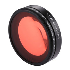 JSR 58mm 16X Macro Lens + Red Diving Lens Filter with Lens Cover + Lens Filter Ring Adapter + String + Cleaning Cloth for GoPro HERO6 /5 Dive Housing, For HERO6 /5
