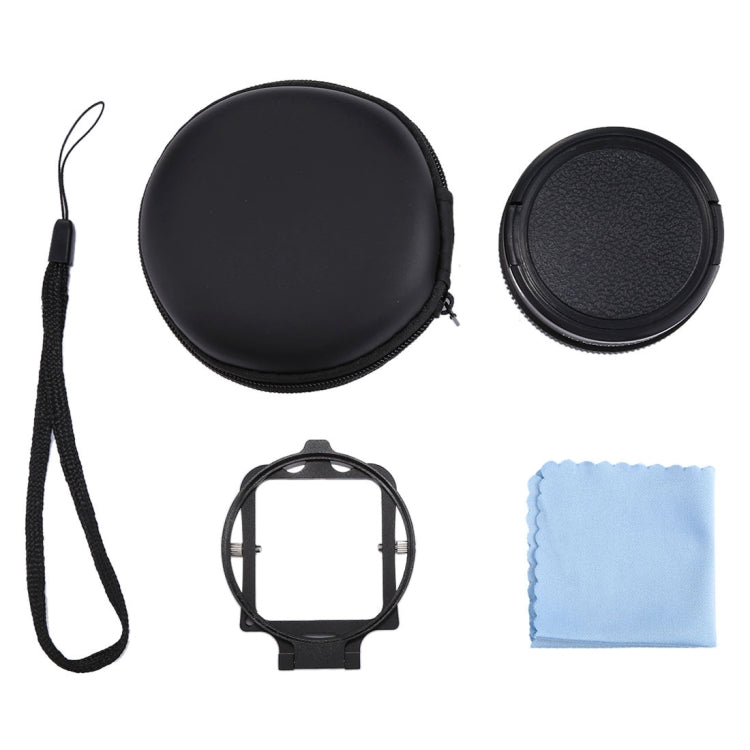 JSR 58mm 16X Macro Lens + Red Diving Lens Filter with Lens Cover + Lens Filter Ring Adapter + String + Cleaning Cloth for GoPro HERO6 /5 Dive Housing, For HERO6 /5