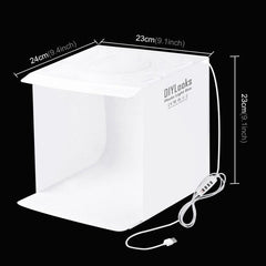 23cm Ring LED Panel Folding Portable Light Photo Lighting Studio Shooting Tent Box Kit with 6 Colors Backdrops (Black, White, Yellow, Red, Green, Blue), Unfold Size: 24cm x 23cm x 23cm