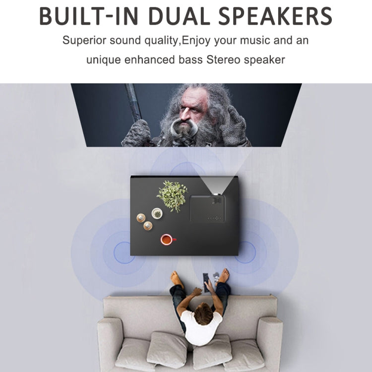 DH-A10 5.8 inch LCD Screen 4200 Lumens 1280 x 800P HD Smart Projector with Remote Control,Android 6.0 OS, Support WiFi, Bluetooth,HDMIx2, USBx2, VGA, AV IN/RCA, RJ45, LAN