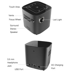 Wejoy S12 50 ANSI Lumen 1920x1080P  Android 7.1 HD Bluetooth 4.1 WiFi Smart 3D Projector, 1G+16G, 1G+16G